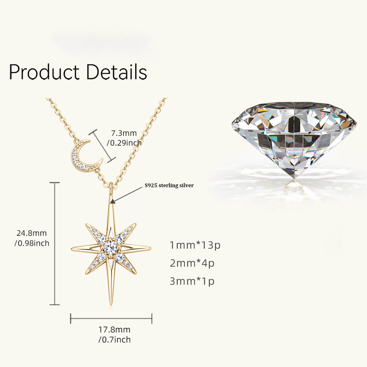 Radiance 925 Silver Chain with Moissanite Star Pendant-21