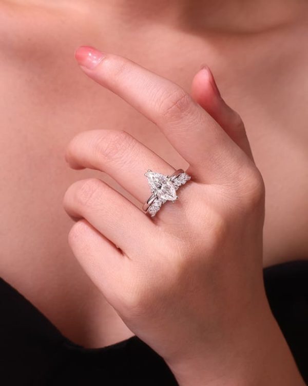 S925 Silver Stackable Moissanite Engagement Rings Marquise-3