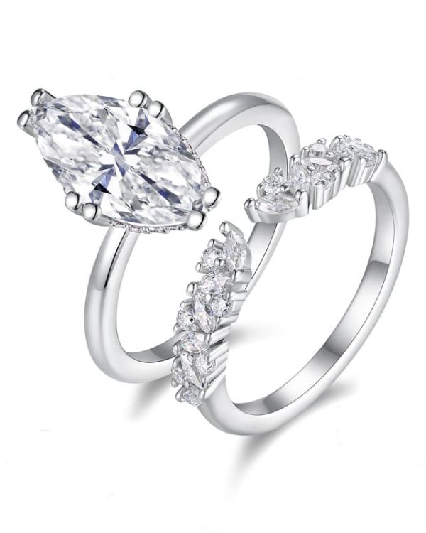 S925 Silver Stackable Moissanite Engagement Rings Marquise (4)