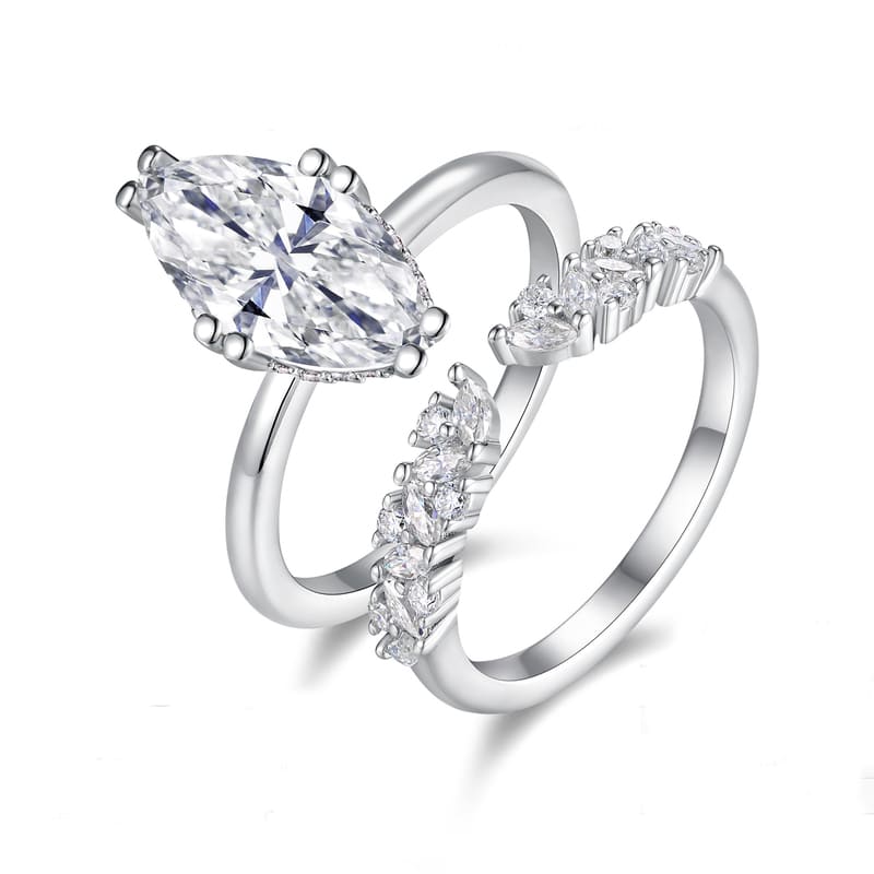 S925 Silver Stackable Moissanite Engagement Rings Marquise (4)