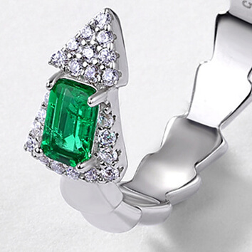 S925 Sterling Silver Snake Ring With Emerald 2