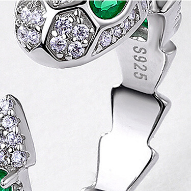 S925 Sterling Silver Snake Ring With Emerald 3