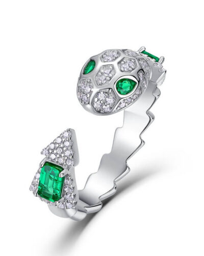 S925 Sterling Silver Snake Ring With Emerald (5)