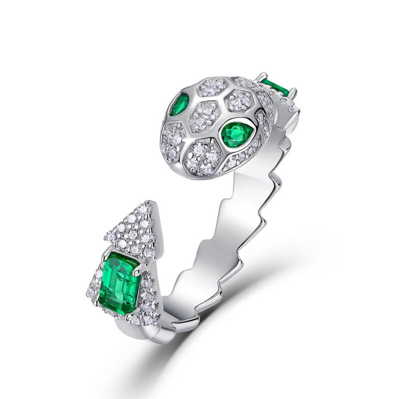 S925 Sterling Silver Snake Ring With Emerald (5)