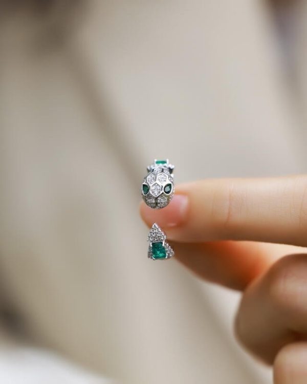 S925 Sterling Silver Snake Ring With Emerald - Image 3