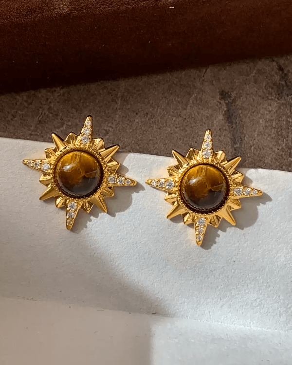 Solstice Bloom Tigers Eye Stud Earrings
