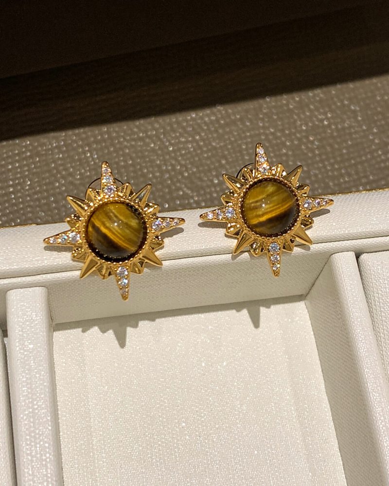Solstice Bloom Tigers Eye Stud Earrings 3