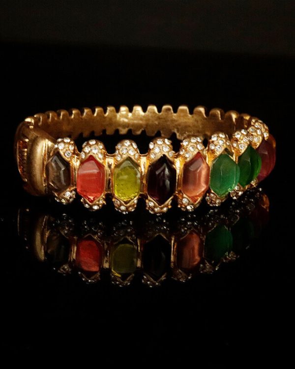 Sonata Adjustable Plated Vintage Multi Gemstone Bangle 2