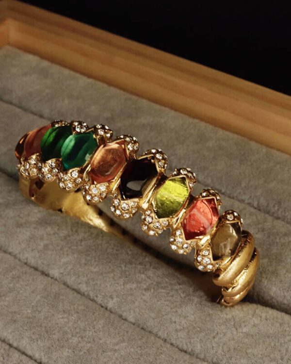 Sonata Adjustable Plated Vintage Multi Gemstone Bangle 5