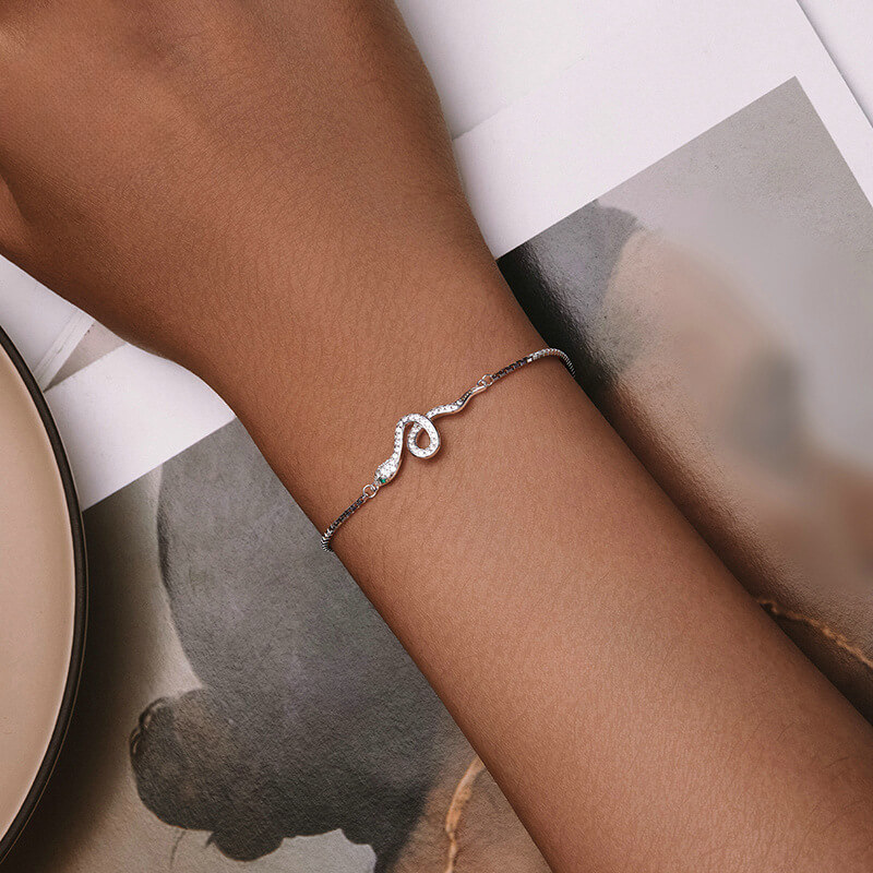 Alternative view of Spirit Serpent S925 Bracelet  White Gold Plated