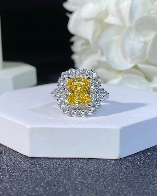 Square Halo Ring Sterling Silver 925 Full Diamond 3