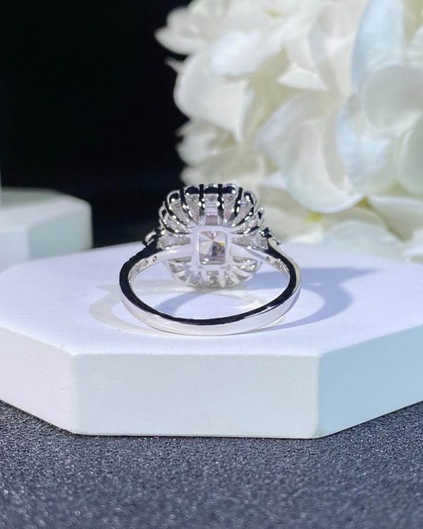 Square Halo Ring Sterling Silver 925 Full Diamond 4