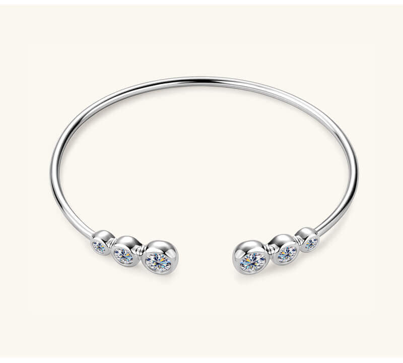 Starlit 925 Sterling Silver Cuff Bracelet With Moissanite-5