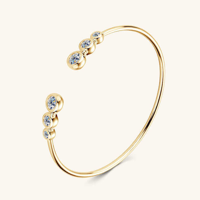 Starlit 925 Sterling Silver Cuff Bracelet With Moissanite-gold