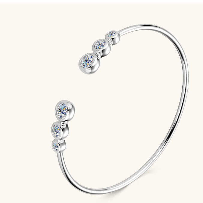 Starlit 925 Sterling Silver Cuff Bracelet With Moissanite-silver