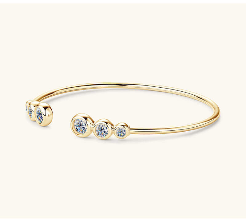 Starlit 925 Sterling Silver Cuff Bracelet With Moissanite-2