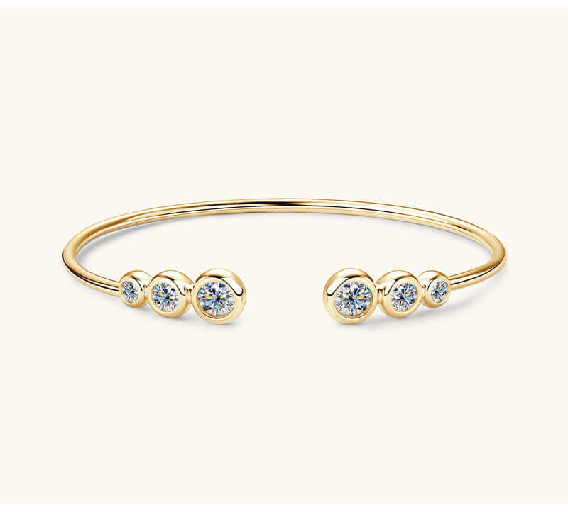 Starlit 925 Sterling Silver Cuff Bracelet With Moissanite-1