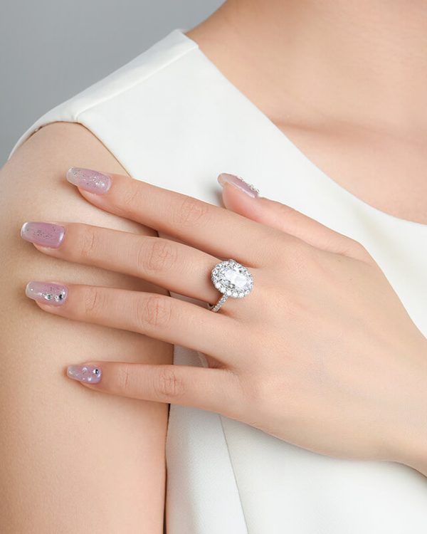 Sterling Silver Pigeon Egg Vintage Engagement Rings WHITE