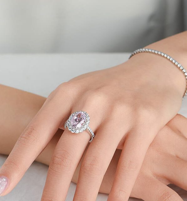 Sterling Silver Pigeon Egg Vintage Engagement Rings PINK