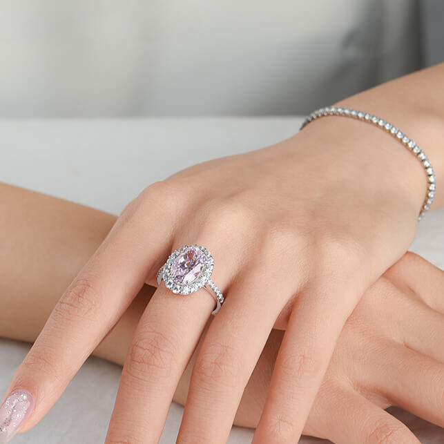 Sterling Silver Pigeon Egg Vintage Engagement Rings PINK