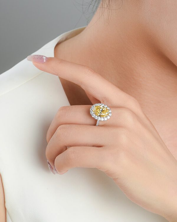Sterling Silver Pigeon Egg Vintage Engagement Rings YELLOW