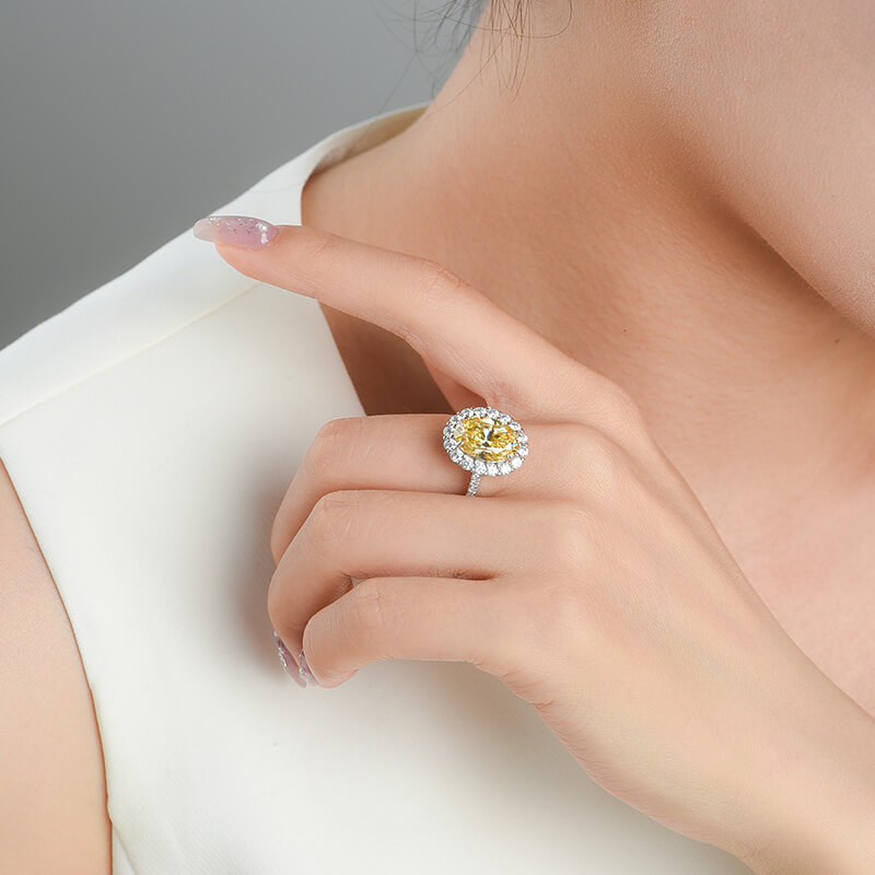 Sterling Silver Pigeon Egg Vintage Engagement Rings YELLOW