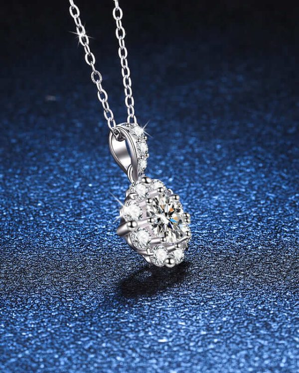 Sunflower S925 Silver Chain with Moissanite Diamond Pendant 2