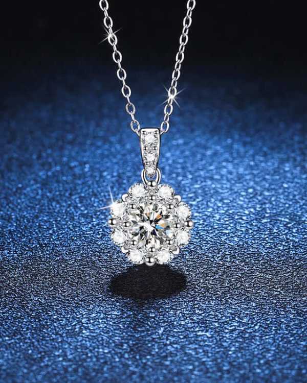 Sunflower S925 Silver Chain with Moissanite Diamond Pendant 3