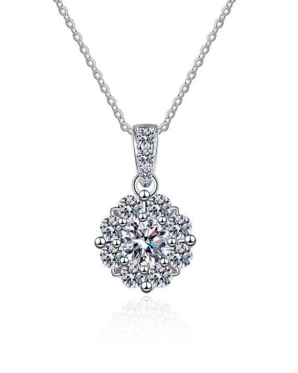 Sunflower S925 Silver Chain with Moissanite Diamond Pendant 5