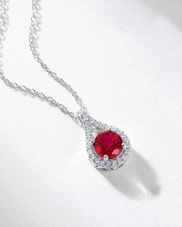 Teardrop S925 Sterling Silver Ruby Necklace 1