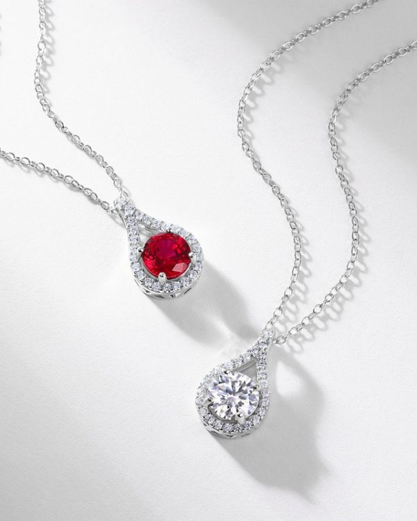 Alternative view of Teardrop S925 Sterling Silver Ruby Necklace