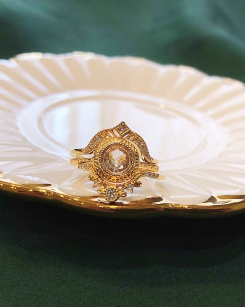 Victoria Vintage Crystal Rings 925 Sterling Silver Gold Plated 36