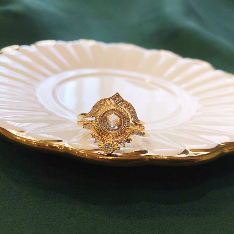 Victoria Vintage Crystal Rings 925 Sterling Silver Gold Plated 36