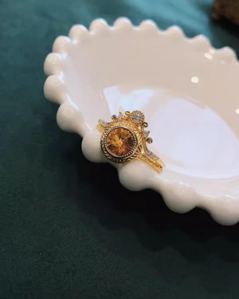 Victoria Vintage Crystal Rings 925 Sterling Silver Gold Plated 4