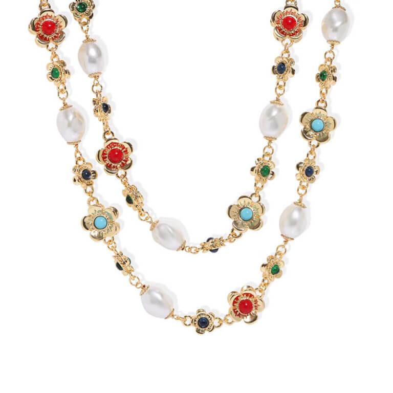 Whisper Vintage Flower Pearl Necklace (1)