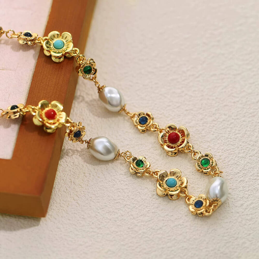 Whisper Vintage Flower Pearl Necklace - Image 5