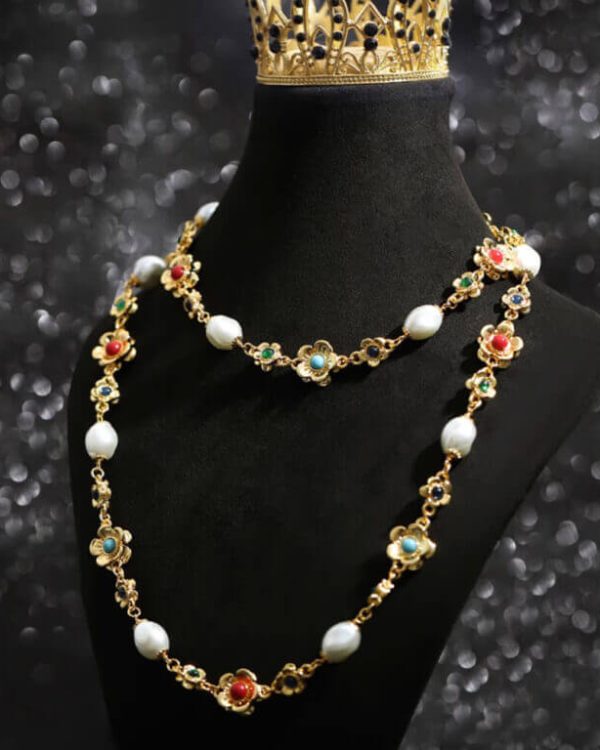 Whisper Vintage Flower Pearl Necklace 4