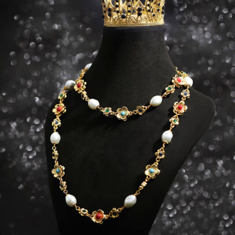Whisper Vintage Flower Pearl Necklace - Image 6