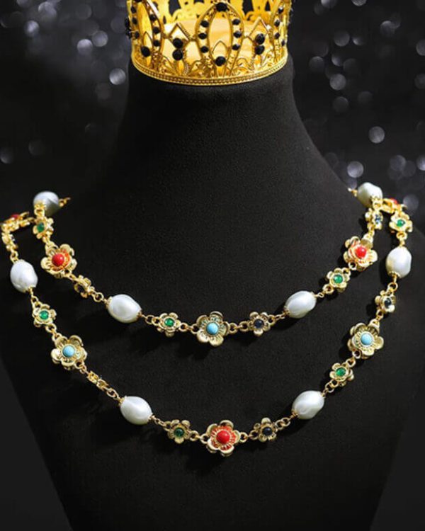 Whisper Vintage Flower Pearl Necklace 7