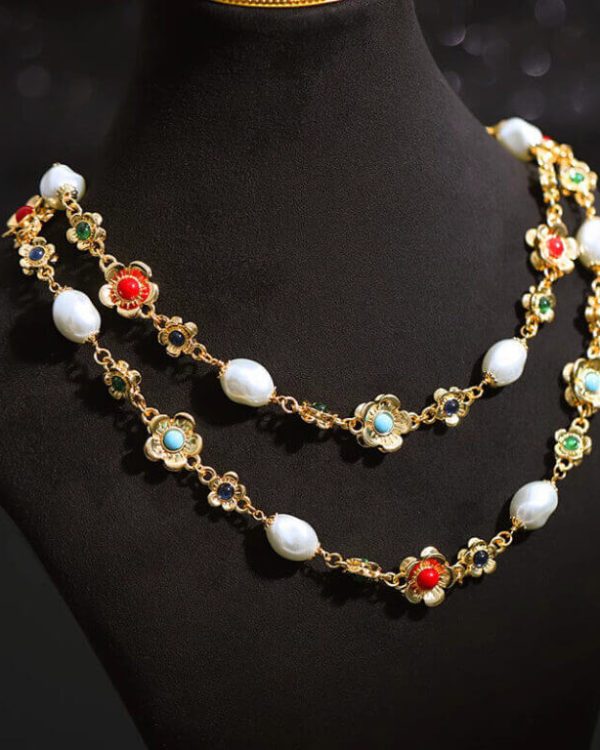 Whisper Vintage Flower Pearl Necklace 8