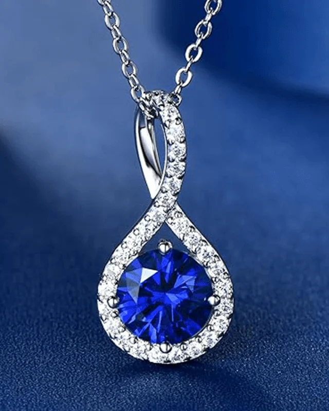 Blue Sapphire Necklace 925 Sterling Silver Gemstone Birthstone Jewelry
