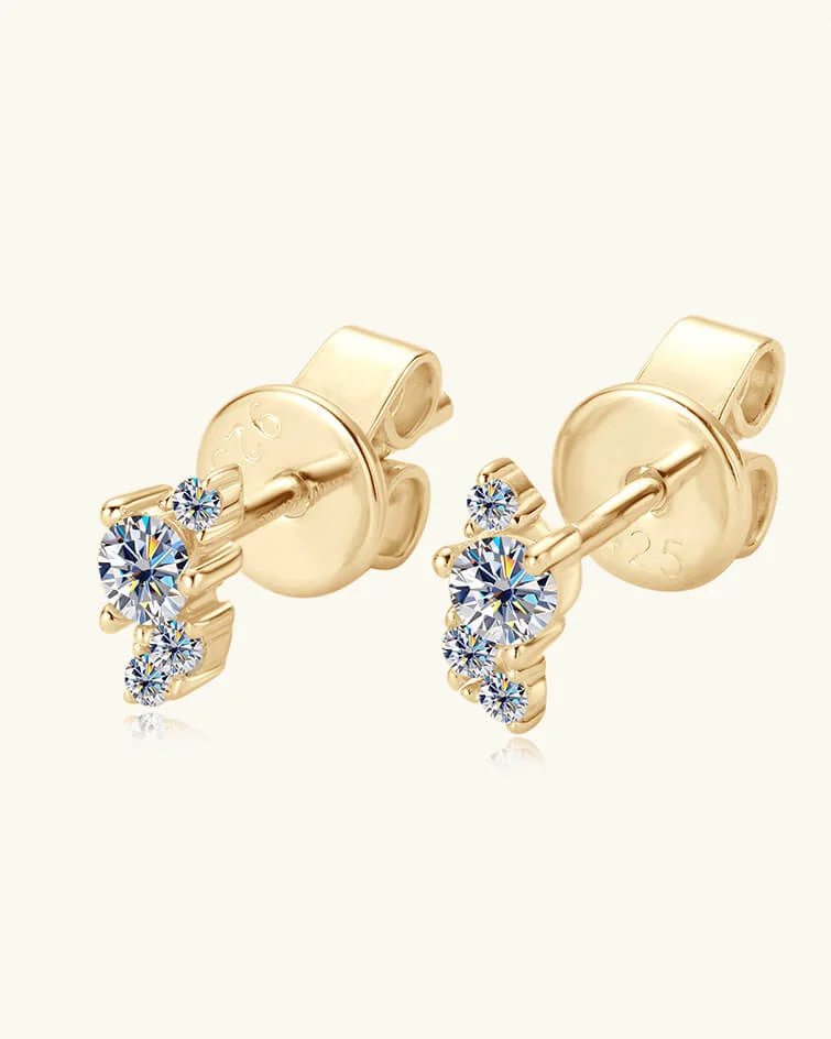 Bolt-Cut Sparkle Moissanite Ear Studs S925