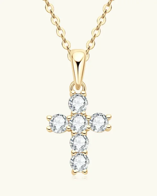 Divine Radiance S925 Sterling Silver Moissanite Cross Pendant
