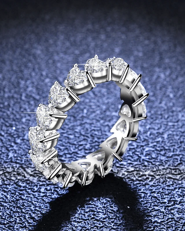 Heart Cut Moissanite Wedding Band Anniversary Jewelry