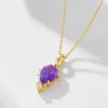 Teardrop Amethyst Birthstone Necklace for Women Sterling Silver Chain