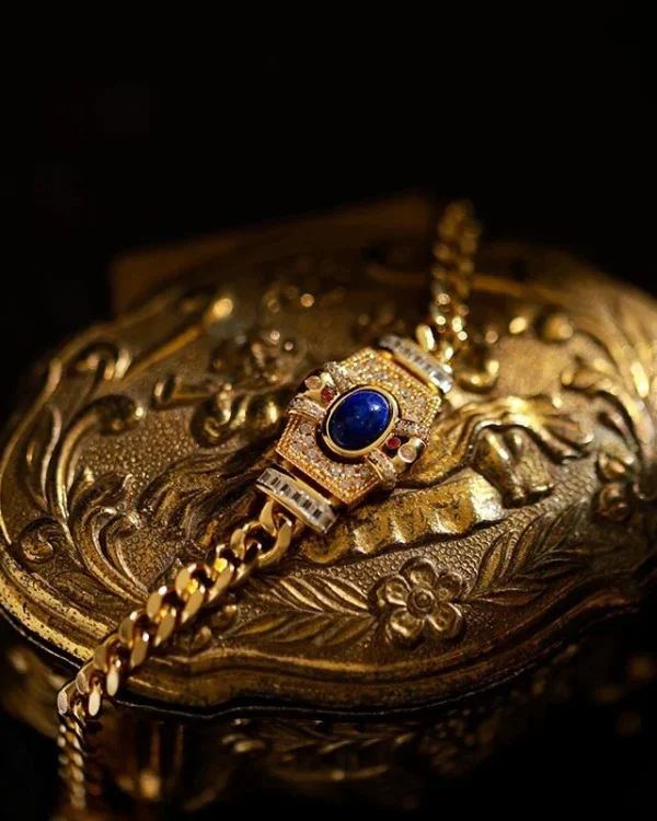 Unique Lapis Lazuli Sterling Silver Bracelet