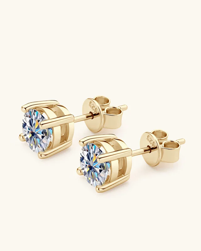 Moissanite Stud Earrings 925 Sterling Silver 18K Jewelry