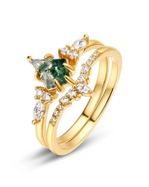 Moss 10k Gold Plated 925 Sterling Silver Ring Bridal Sets