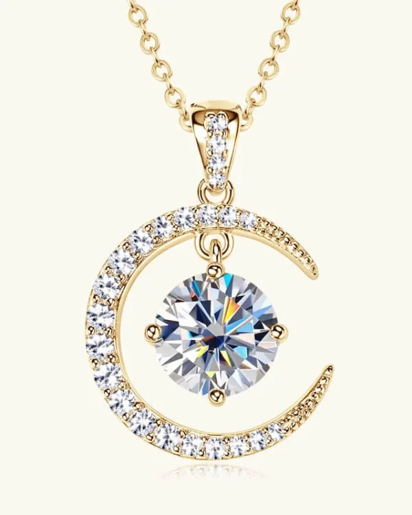 Lunar S925 Silver Chain Moon VVS Moissanite Pendant