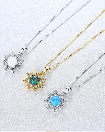 Dainty Sunflower Opal Birthstone Necklaces for Women